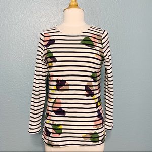 Boden Striped Floral Top - Black, White, Green, Pink, Yellow